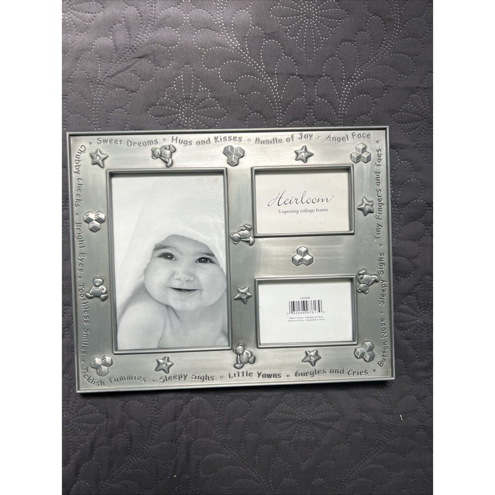Home Trends Heirloom Pewter Nursery Multi Photograph Baby Frame Silver 4x6" 3x2"